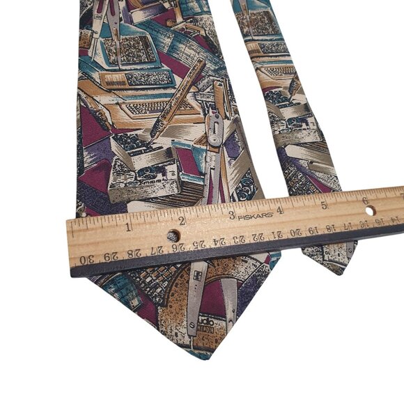 Vintage Rohde Royce Architect Protractor Builder Contractor Art Print Necktie - Picture 3 of 5